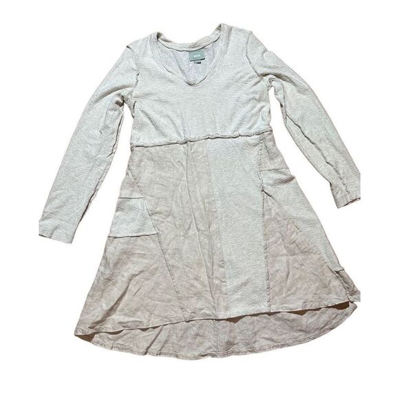 Maeve Anthropologie lagenlook Northward Swing Dress Patchwork Neutral Linen Cott - Picture 2 of 12